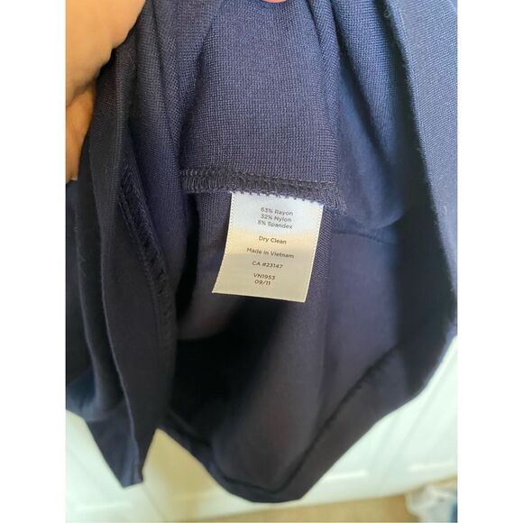 Talbots NWT Navy Blue Long Sleeve V-Neck Sheath Dress, Sz 14 - Picture 4 of 7